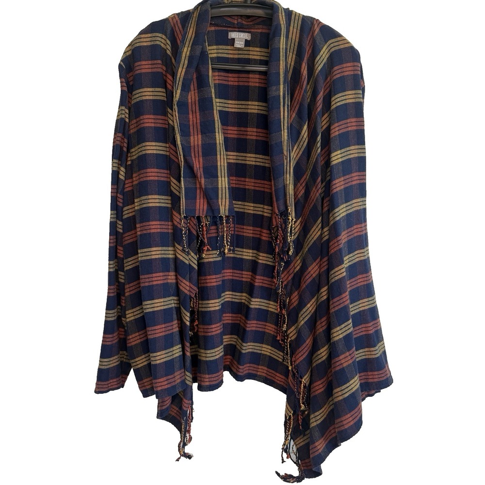 Falls Creek Womens Open Front Plaid Cardigan 2X/3X Cottagecore‎ Layers Boho